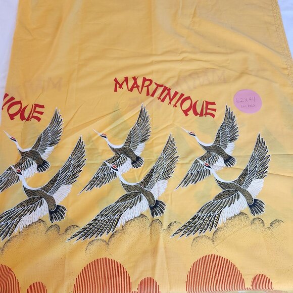 Vintage Martinique Yellow Wall Hanging Tablecloth Bird Design 62x44 Inches - Picture 4 of 4